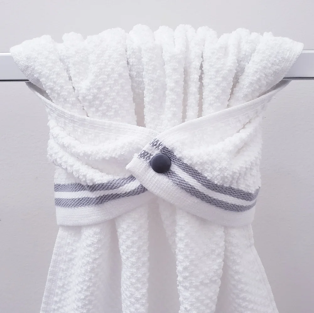 #9067 NEW! SILVER or WHITE Hang'N'Snap HAND Towel 🤍Select snap